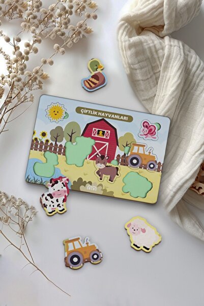 m montefair 7 PiEcEs WoodEn Farm Animals Educational Toy