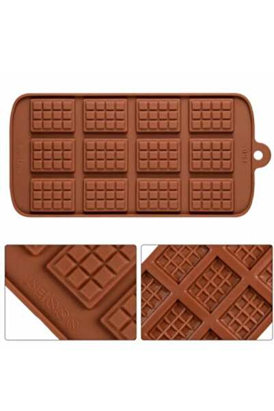QNİAY 12-piece Mini Tablet Silicone Chocolate Set - 1 Square Chocolate Mold