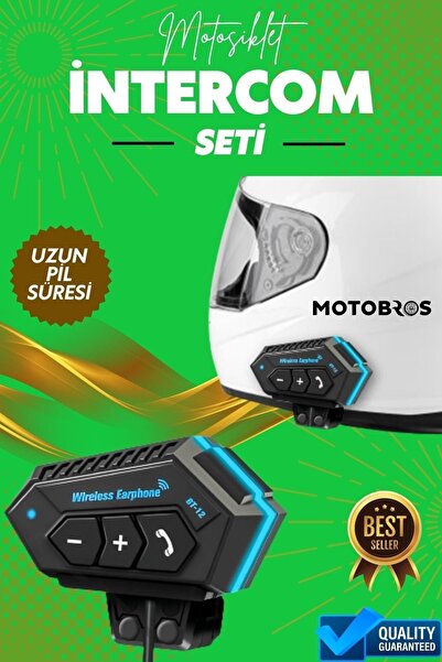 Motobros Motosiklet Bluetooth V4.2 Intercom Interkom Dinleme Ve Konuşma Özell...