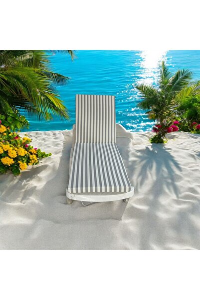DÜŞLER EV TEKSTİLİ Gri Çizgili Şezlong Minderi