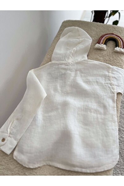 Cassiope Cream Hooded Linen Shirt