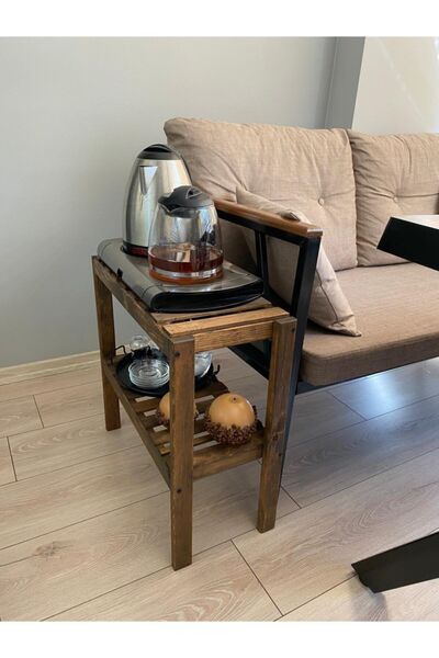 MSAĞWOODS Aa Kalite Doğal Masif Kitaplık 2 Katlı Raf Çiçeklik Oturma Odası Ha...