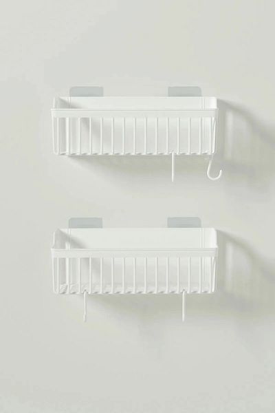 afifehome 2-Piece Kitchen Shower Shelf and Shampoo Rack Organizer - Adhesive Plastic Organizer