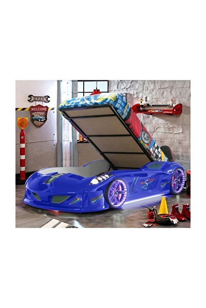 Setay Arabalı Yatak, Jaguar Bazalı Koltuklu Full Ledli Arabalı Yatak - Mavi