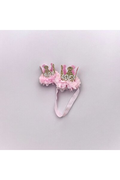 damlakidsmoda 1 yaş doğum günü tacı mom anne çocuk kombin Gold pembe isimli tacı