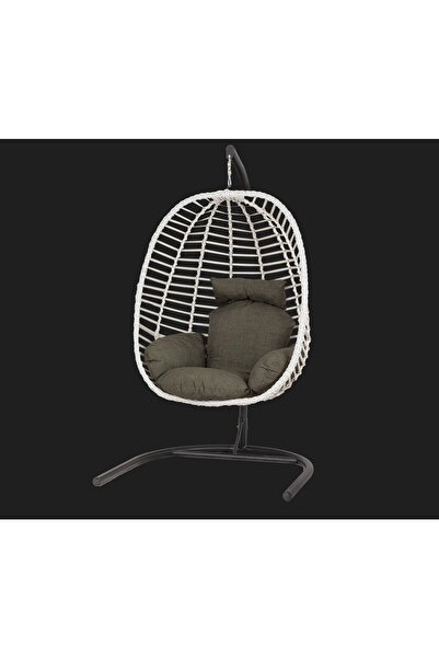 KalyonHome Gardeniza Capri Rattan Tek Kişilik Bahçe Salıncağı Balkon Teras Armut Yeşil