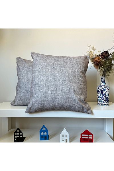 DECO Catifea minimalistă modernă cu efect de in - Husă de pernă imprimată digital