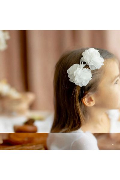 damlakidsmoda Set de 2 agrafe cu flori albe - cataramă albă