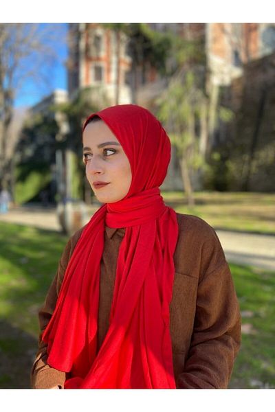 Hürremist Cotton Combed Shawl Red - Tough, Non-Slip, Triangular Front Can Be Made