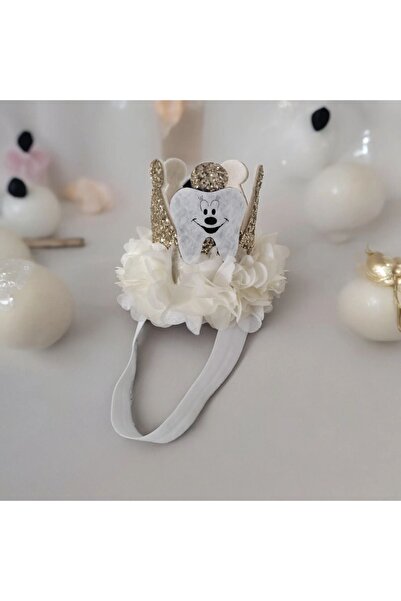 damlakidsmoda Diş buğdayı parti tacı Gold ekru