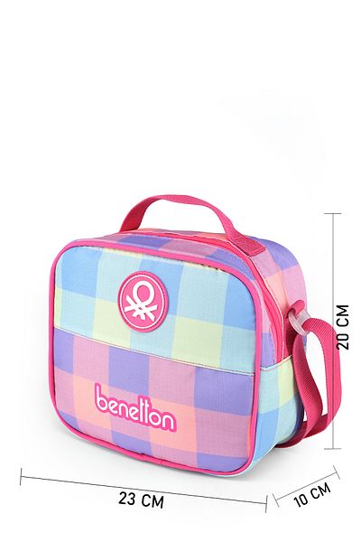 United Colors of Benetton Pink Plaid Patterned Girl's Benetton Lunchbox