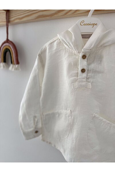 Cassiope Cream Hooded Linen Shirt