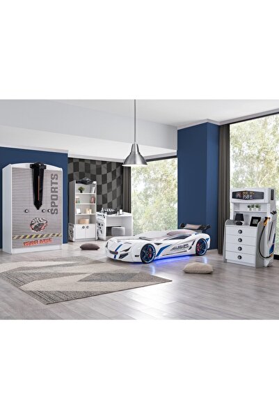 Setay Çocuk Odası - Mercedes Arabalı Yatak, Sports 3 Kapılı Dolap, Masa, Şifo...