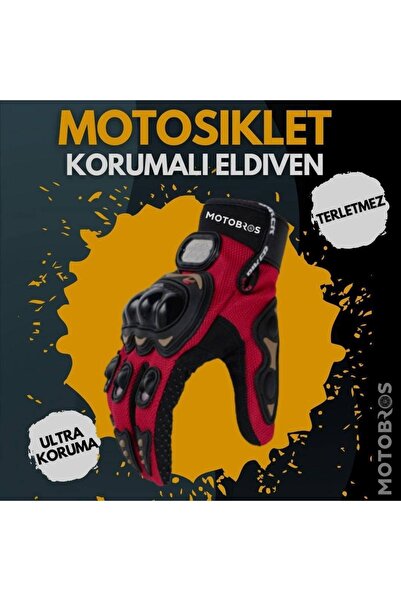 Motobros قفازات واقية للدراجات النارية للجنسين باللون الأحمر