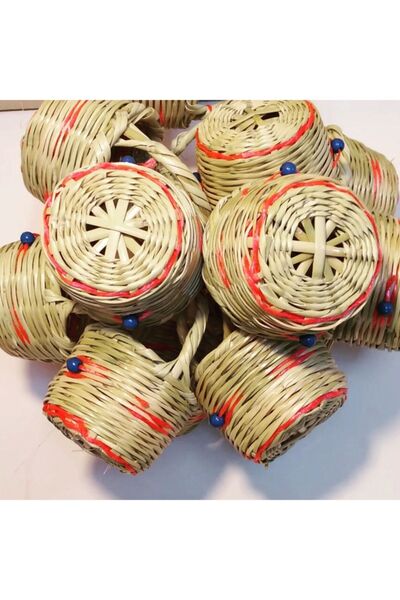 alpdekorasyon Hand Knitted Mini Wicker Basket Mini Basket Sugar Bowl Gift Basket