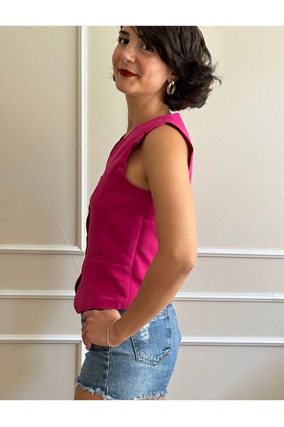 nidistore Women's Fuchsia Pink Short Vest