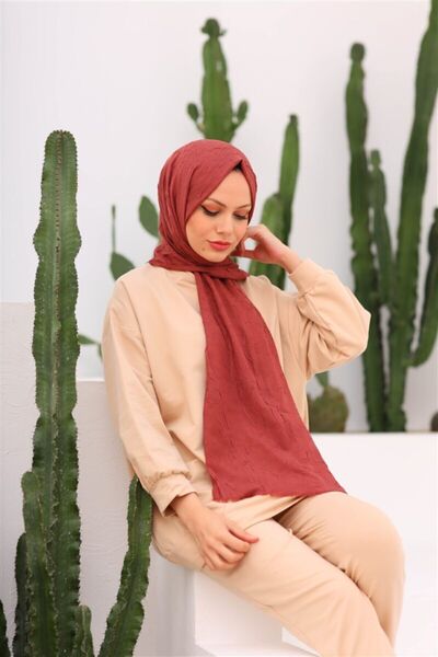 LİNASCARFS Bamboo Kraş Shawl Dark Tile