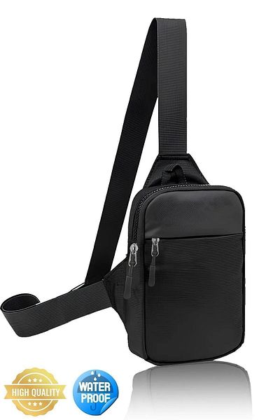 AVCA Geantă zilnică Oxford unisex - Geantă de umăr cu compartiment pentru telefon, talie și crossbody, piept de călătorie