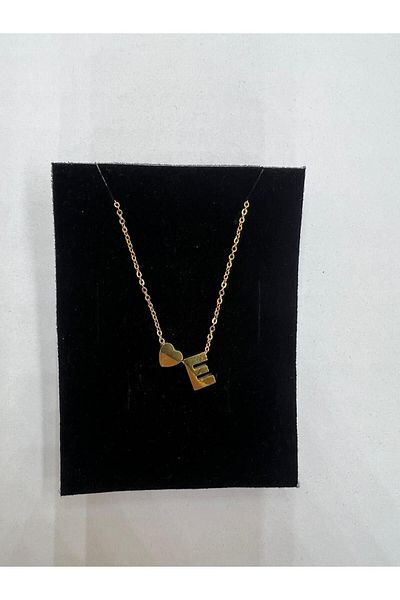 Meyra Accessories Stainless Non-Tarnish Steel Necklace - GOLD Stylish Detailed, Letter and Heart Gift Necklace
