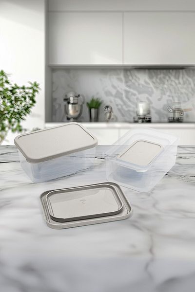 Nesto Home Set of 6 Breakfast Set - Microwave and Iceberg Compatible Storage Container Set 2X375 2X900 2X1700 ml