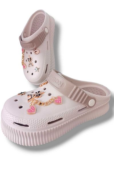 Twingo Beige Women's - Ecru Stoned Cross Slippers Sandals Beach Pool Hospital Nurse Orthopedic Slippers
