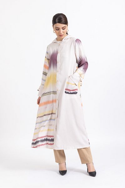 Ayda Triko Long Hooded Button Cap