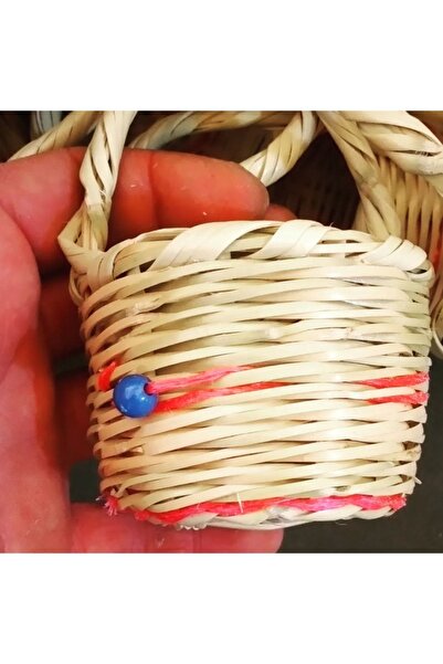 alpdekorasyon Hand Knitted Mini Wicker Basket Mini Basket Sugar Bowl Gift Basket