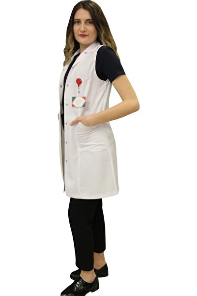 safaforma Shirt Collar Women's Above Knee Length Sleeveless Doctor's Gown
