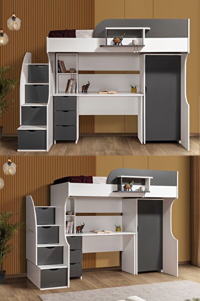 Setay Ranza, Litera Ranza Dolap Çalışma Masası, Beyaz-Antrasit