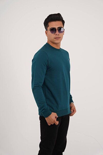 Est Estola Ανδρικό φούτερ Petrol Green Relaxed Crew Neck - 2 Νήματα