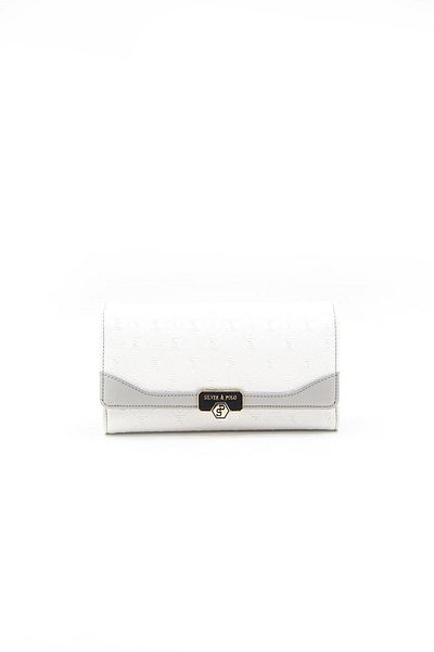 Silver Polo Θήκη για γυναικεία κάρτα πορτοφολιού Nv979 Model White-Grey