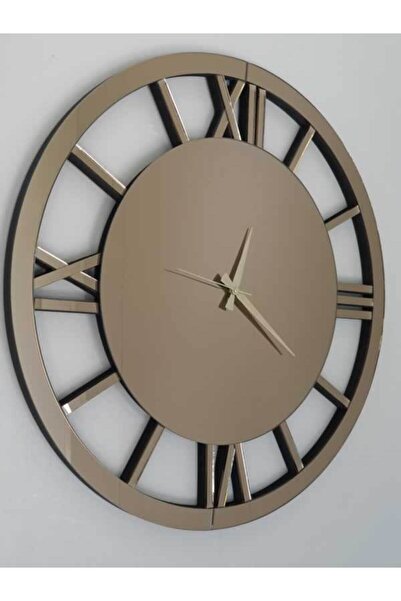 AYNA DENİZİ Future Bronze Model Bronz Renk 70 Cm Dekoratif Aynalı Duvar Saati