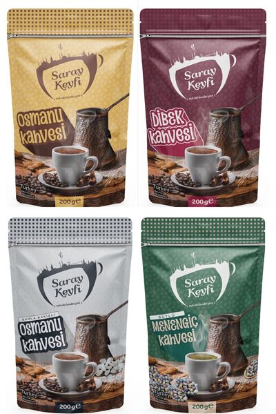 SARAY KEYFİ 4’Lü Set - Osmanlı Kahve+Dibek Kahve+Damla Sakızlı Kahve+Sütlü Me...