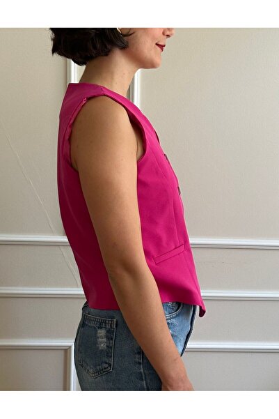 nidistore Women's Fuchsia Pink Short Vest