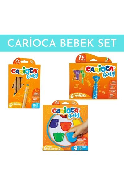 CARIOCA 3'lü Bebek Set Süper Set - (3 IN 1 KURU BOYA - 42815 KEÇELİ - 42956 MUM BOYA)