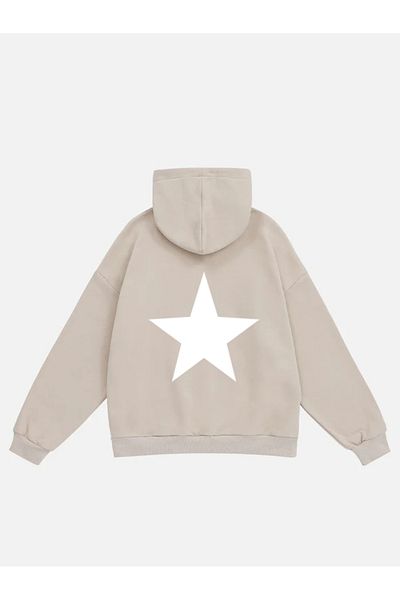 Mad&Calf Φούτερ με διπλό αστέρι με στάμπα Unisex Oversize Hooded Fleece