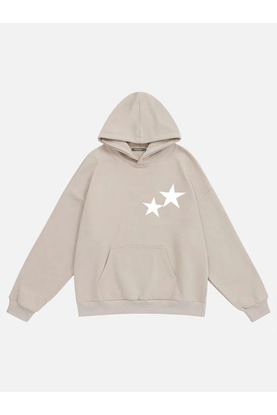 Mad&Calf Φούτερ με διπλό αστέρι με στάμπα Unisex Oversize Hooded Fleece