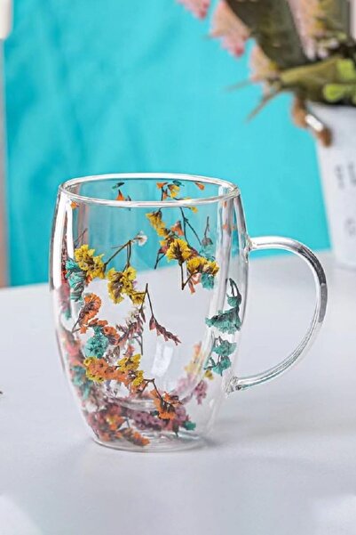 Anches Special Production Dried Flowers Stylish Durable Glass Mug Cup Gift Cu...
