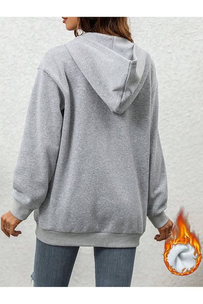 MELADYAN Oversize Winter Hooded Cardigan - Zipped and Pocketed