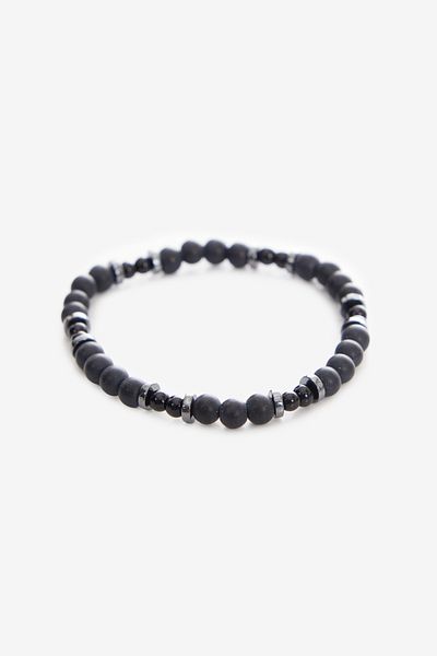 ALTINYILDIZ CLASSICS Black Bead Detailed Natural Stone Men's Bracelet