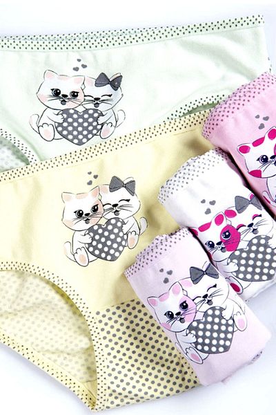 Happy Fox Set de 5 chiloți din bumbac pentru fetiță, cu imprimeu Lycra