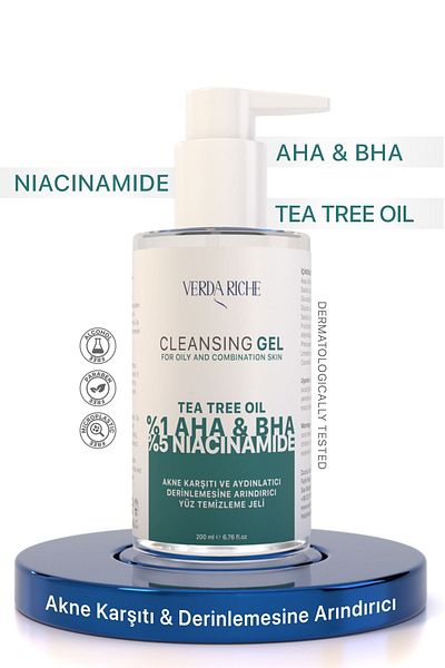Verda Riche Anti-Acne and Purifying Tea Tree Extract Facial Cleansing Gel for Combination-Oily Skin 200ml