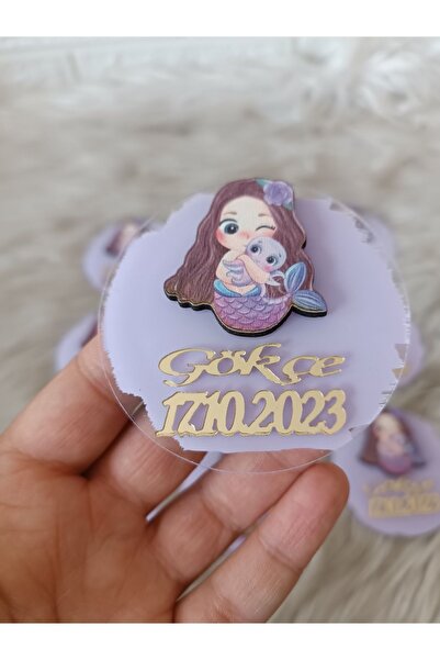 doğrukan Deniz Kızı Figürlü Pleksi Yenidoğan Doğum Günü Magnet (10 adet)