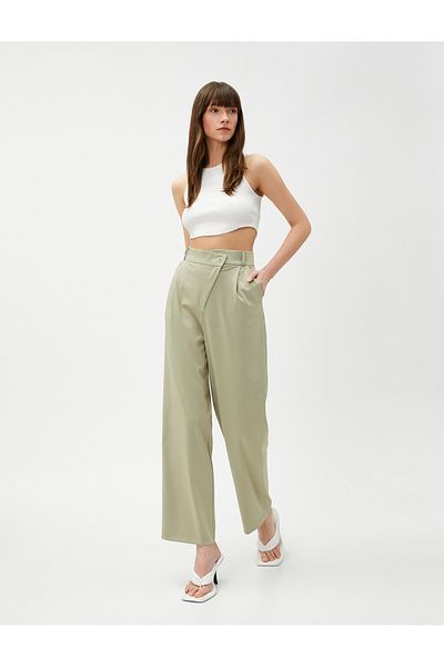 Koton Palazzo-Hose mit asymmetrischer, detaillierter hoher Taille