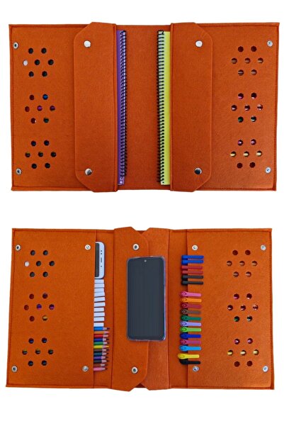 Next Craft Geantă pentru stilouri de culoare portocalie cu 4 compartimente - ...