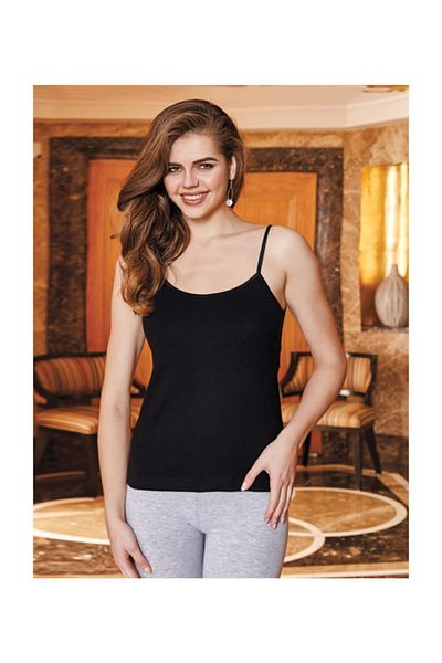 Berrak Tricou negru pentru femei, pachet de 6 cu bretele cu frânghie ELF568BER2016B26B366