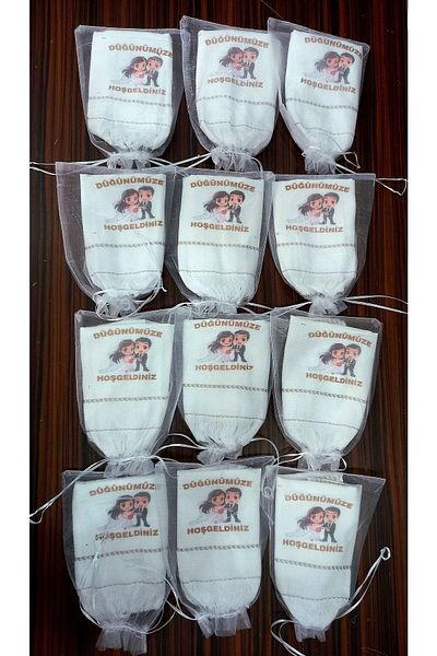 yörük tuhafiye Wedding Towel, Tulle Pouch Wedding Towel, Car Towel, Convoy Towel, Pack of 12 Yenigd