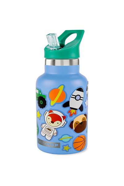 Skip Hop Blue Spark Style Water Bottle with Stainless Steel Sticker