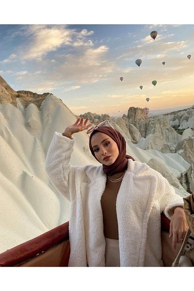 Organic Μοντέλο χτενισμένο βαμβακερό σάλι Hijab - Bitter Brown