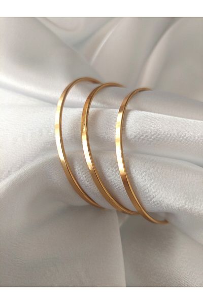 ERKA AKSESUAR 3-Piece Flat Ajda Steel Bracelet